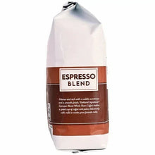 Whole bean espresso blend coffee bag, tall side view with espresso label