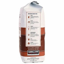 Whole bean coffee bag back panel with brewing suggestion and roast info