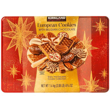 Kirkland Signature European Cookies tin, red gold star design with Belgian chocolate cookies