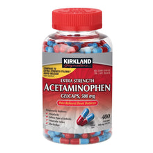 Kirkland Signature Extra Strength acetaminophen gelcaps bottle, 500 mg, 400 count