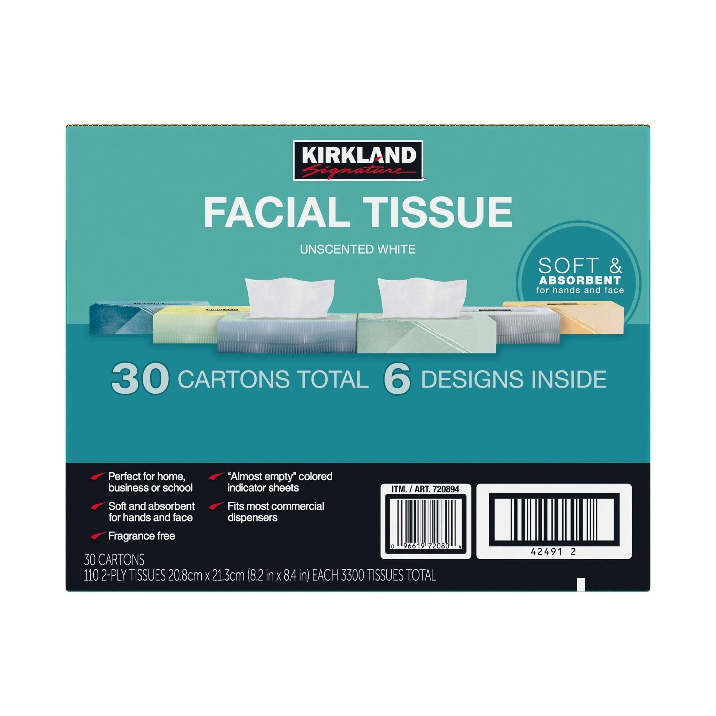 Kirkland Signature Facial Tissue, 2-Ply, 110-count, 30-pack - USA MEGA SHOP