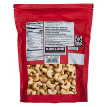 Whole cashews back-of-pack with nutrition facts on red bag