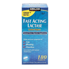 Kirkland Signature fast acting lactase enzyme supplement, 180 caplets box