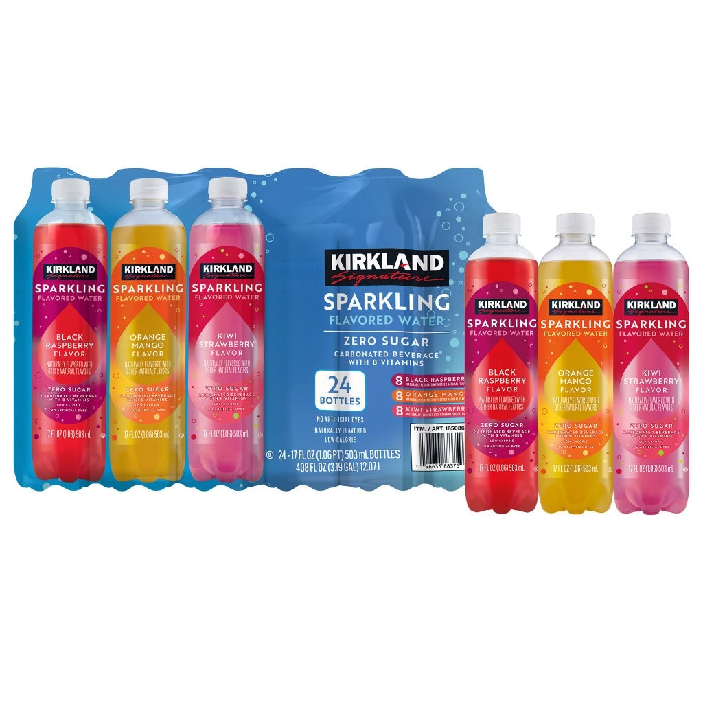 Kirkland Signature Flavored Sparkling Water, 17 fl oz, 24-count