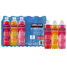 Flavored sparkling water 24-pack with black raspberry, orange mango, kiwi strawberry bottles