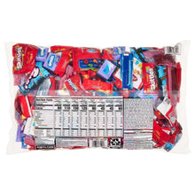 Candy variety pack bag back with barcode and nutrition facts panel