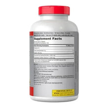 Glucosamine and chondroitin supplement bottle with red cap and Supplement Facts panel