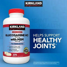 Glucosamine HCl with MSM supplement bottle, red cap; supports healthy joints