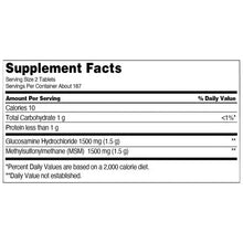 Supplement Facts panel: glucosamine hydrochloride 1500 mg and MSM 1500 mg
