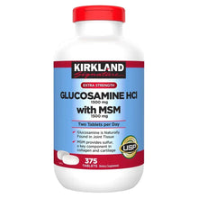 Glucosamine HCl with MSM supplement bottle, red cap, 375 tablets