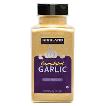Kirkland Signature granulated garlic shaker jar with purple front label