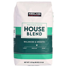 Kirkland Signature House Blend whole bean coffee bag, medium roast, 2.5 lb