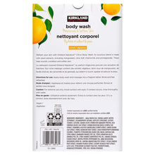 Kirkland Signature body wash box back panel with ingredient information