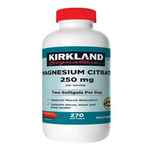 Magnesium citrate 250 mg supplement bottle, 270 softgels
