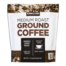 Kirkland Signature medium roast ground coffee bag, 40 oz, front label
