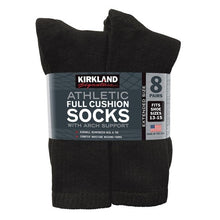Kirkland Signature men's athletic socks, black 8-pair, extended size label