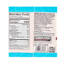 Chocolate chip mini muffin bites pouch with ingredients list and Nutrition Facts panels