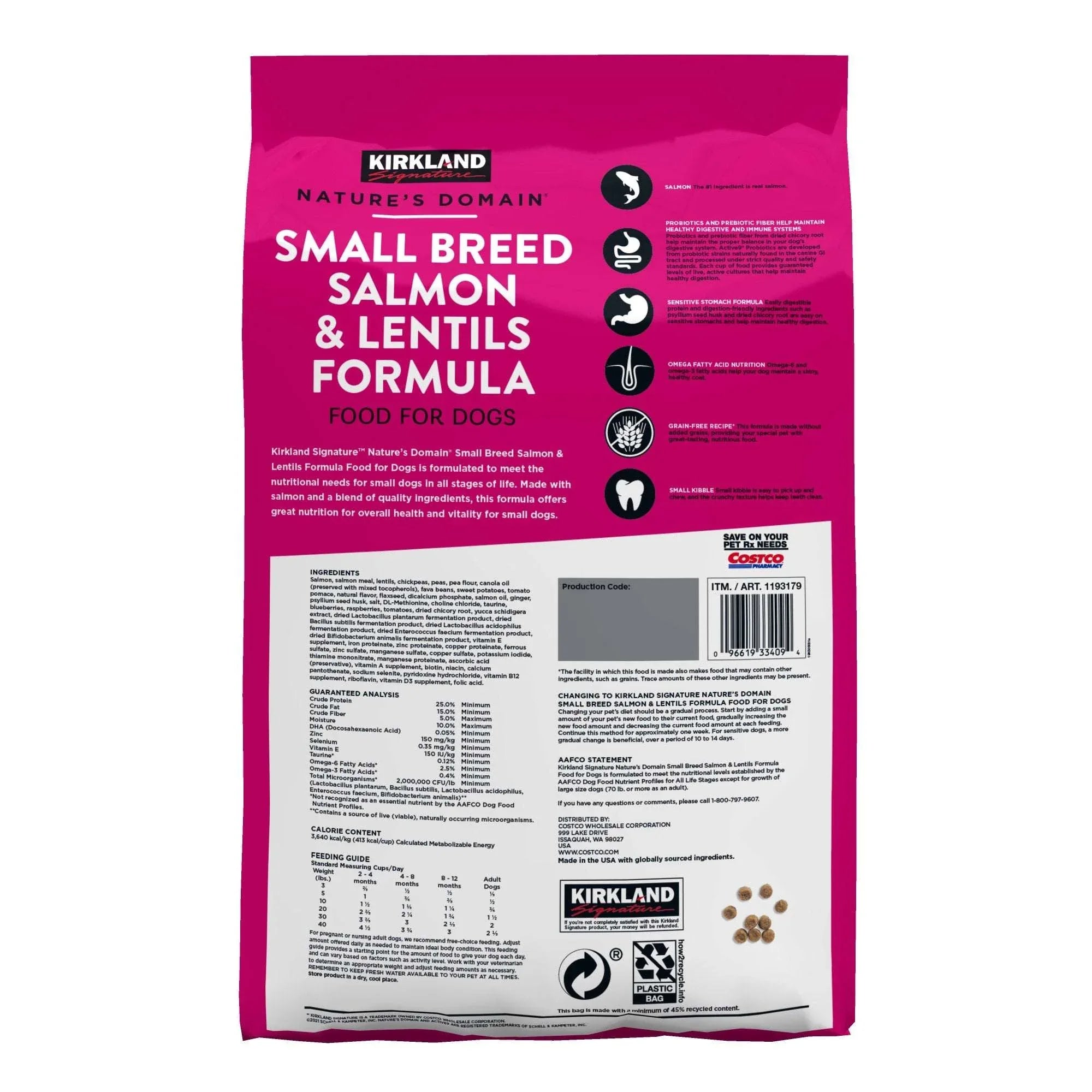 Kirkland Signature Nature's Domain Small Breed Salmon & Lentil, 20 lbs - USA MEGA SHOP
