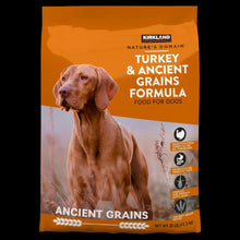Kirkland Nature's Domain turkey & ancient grains dog food bag, front label
