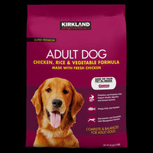 Adult dog food bag, maroon Kirkland Signature Nature's Domain formula for adult dogs.