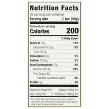 Nut bar Nutrition Facts label showing 200 calories per bar (40 g)