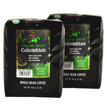Organic decaf whole bean coffee bags, medium-dark roast, two-pack