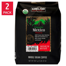 Dark roast whole bean coffee bag, Organic Mexico label, USDA organic seal