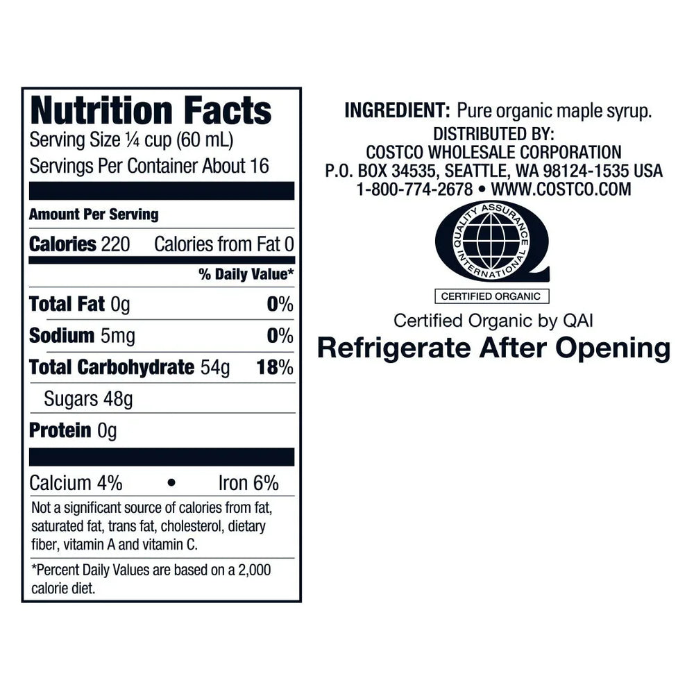 Kirkland Signature Organic Pure Maple Syrup, 33.8 oz - USA MEGA SHOP