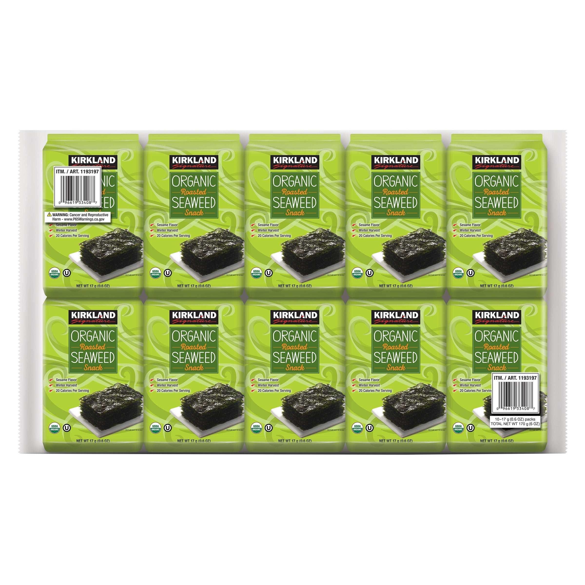 Kirkland Signature Organic Roasted Seaweed, 0.6 oz, 10-count - USA MEGA SHOP