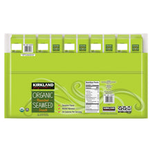 Organic roasted seaweed snack bag back panel with nutrition facts and barcode