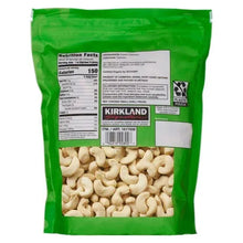Organic whole cashews bag with nutrition facts and ingredient panel