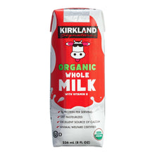Kirkland Signature organic whole milk carton, red and white, 8 fl oz