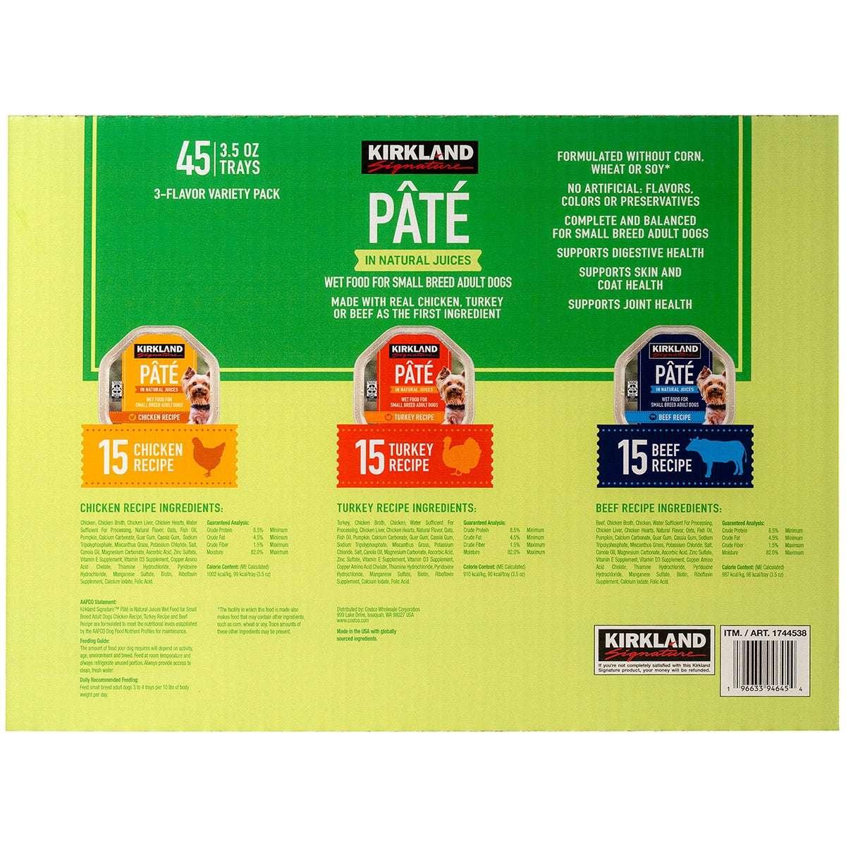 Kirkland Signature Pate Wet Dog Food Variety Pack, 3.5 oz, 45-count - USA MEGA SHOP