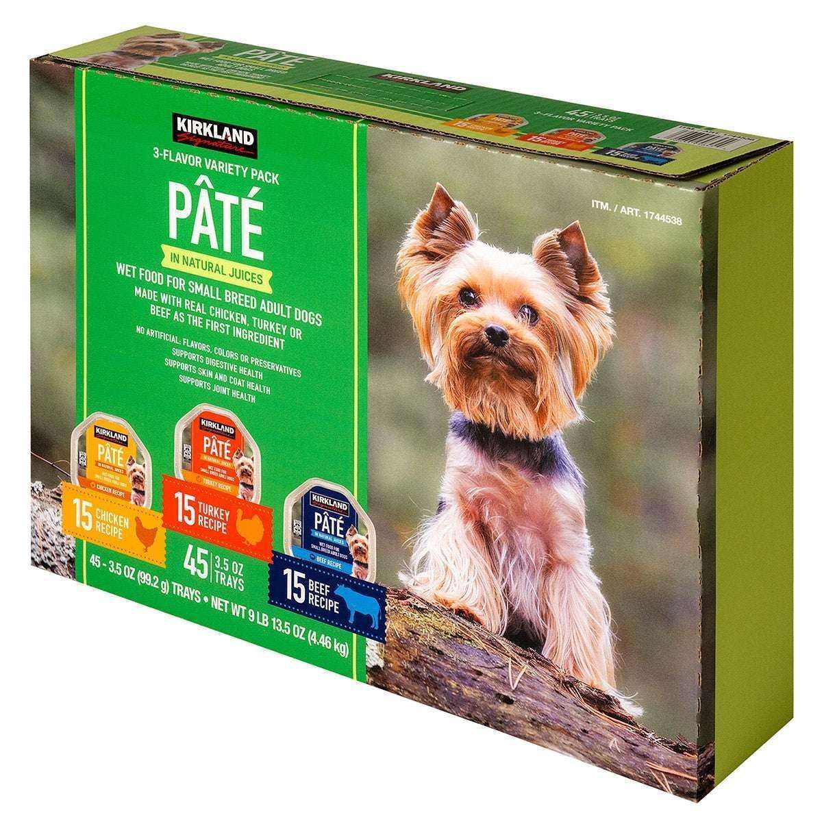 Kirkland Signature Pate Wet Dog Food Variety Pack, 3.5 oz, 45-count