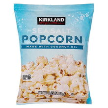 Sea salt popcorn bag, Kirkland Signature, made with coconut oil, 0.65 oz