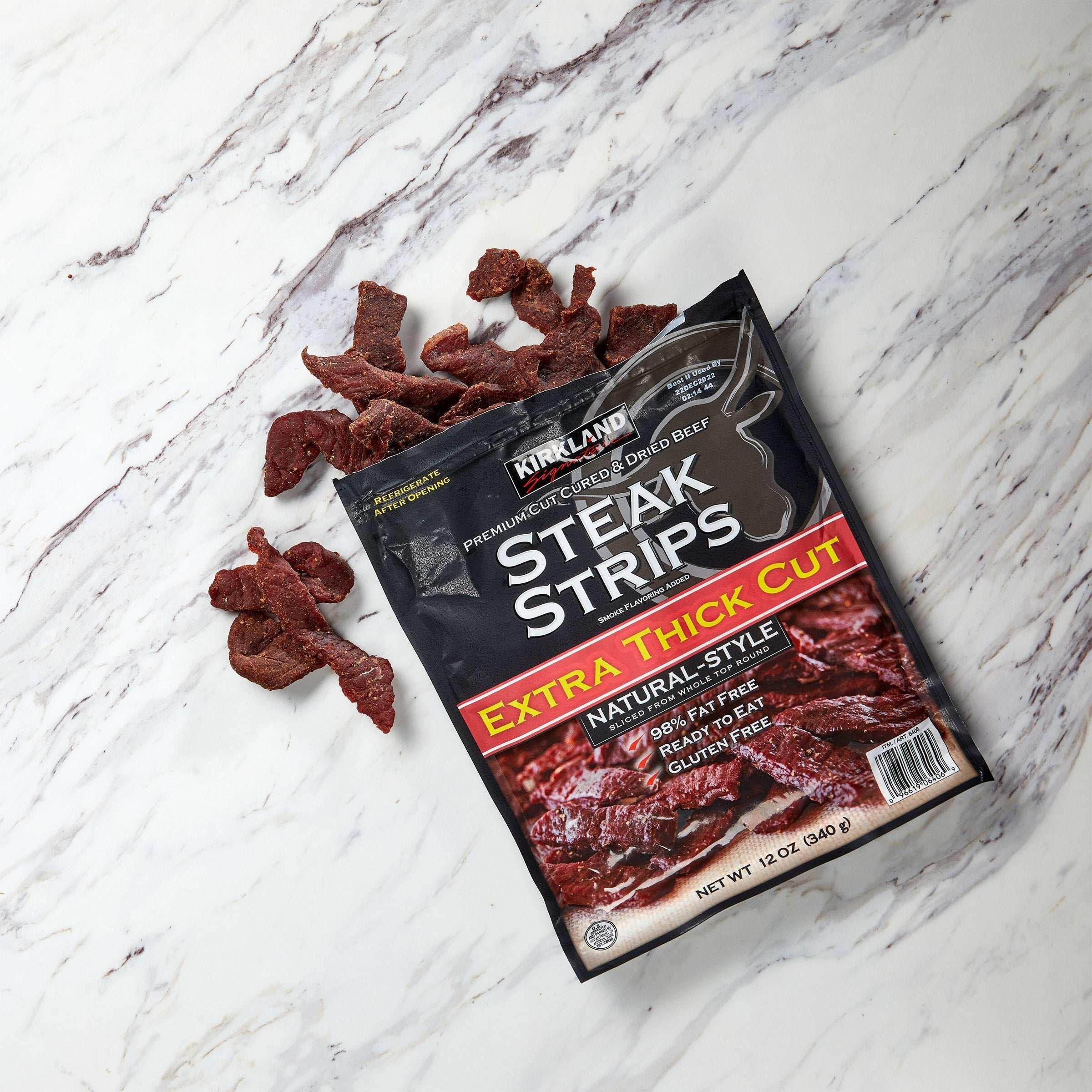 Kirkland Signature Premium Extra Thick Steak Strips, 12 oz - USA MEGA SHOP