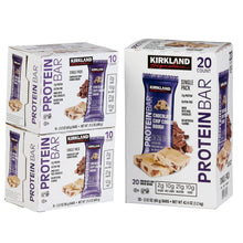Kirkland Signature protein bar multipack boxes, chocolate chip cookie dough single pack