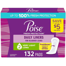 Poise daily liner box, very light absorbency, 132 pads package