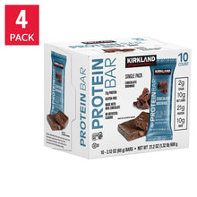Protein bar 4-pack box with chocolate brownie bars, dark brown, single-serve wraps