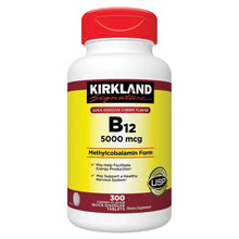 Vitamin B12 quick dissolve supplement bottle, 5000 mcg, cherry flavor