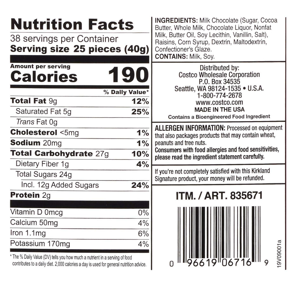 Kirkland Signature Raisins, Milk Chocolate, 3.4 lb