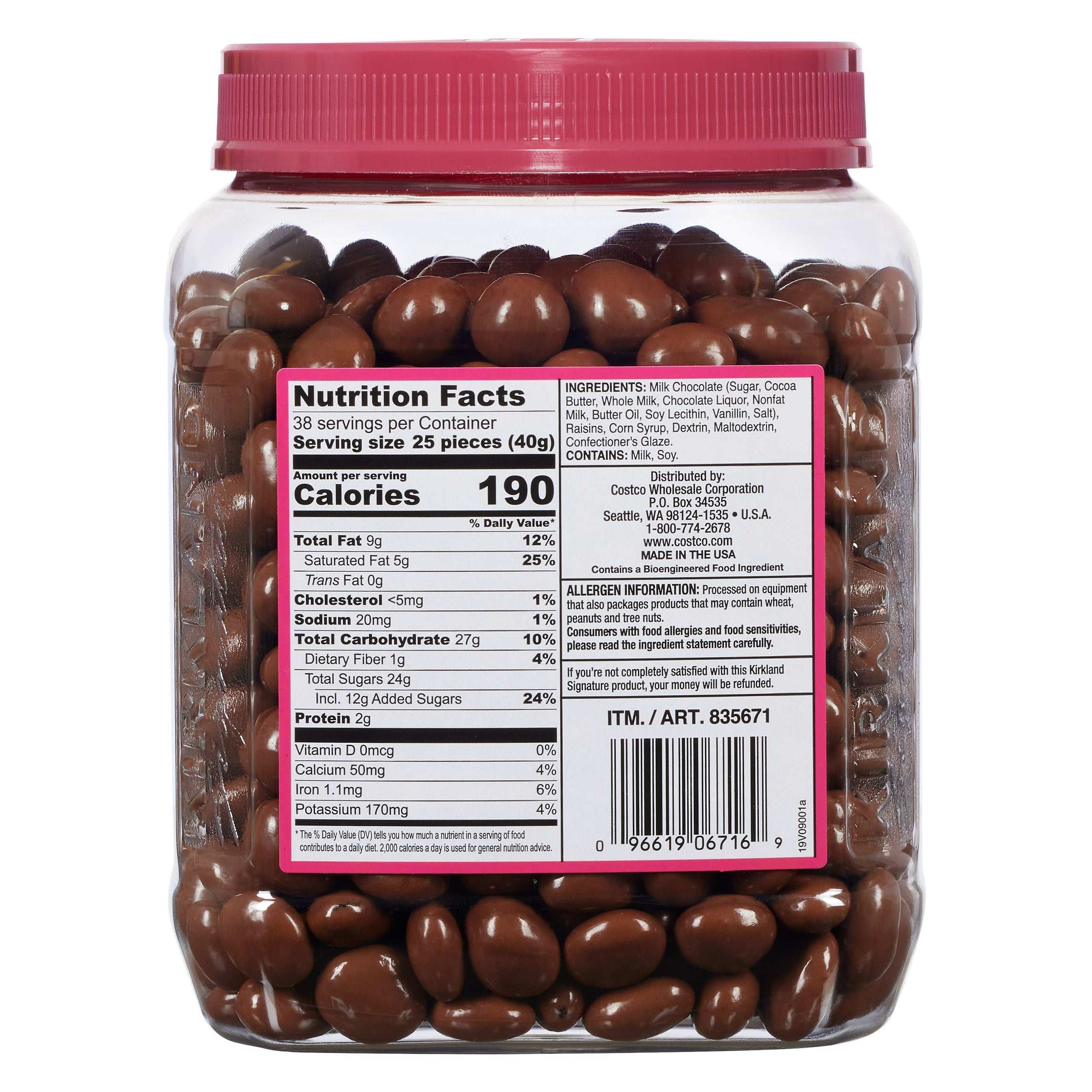 Kirkland Signature Raisins, Milk Chocolate, 3.4 lb