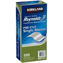 Kirkland Reynolds foodservice aluminum foil box, pre-cut single sheets, 500 count