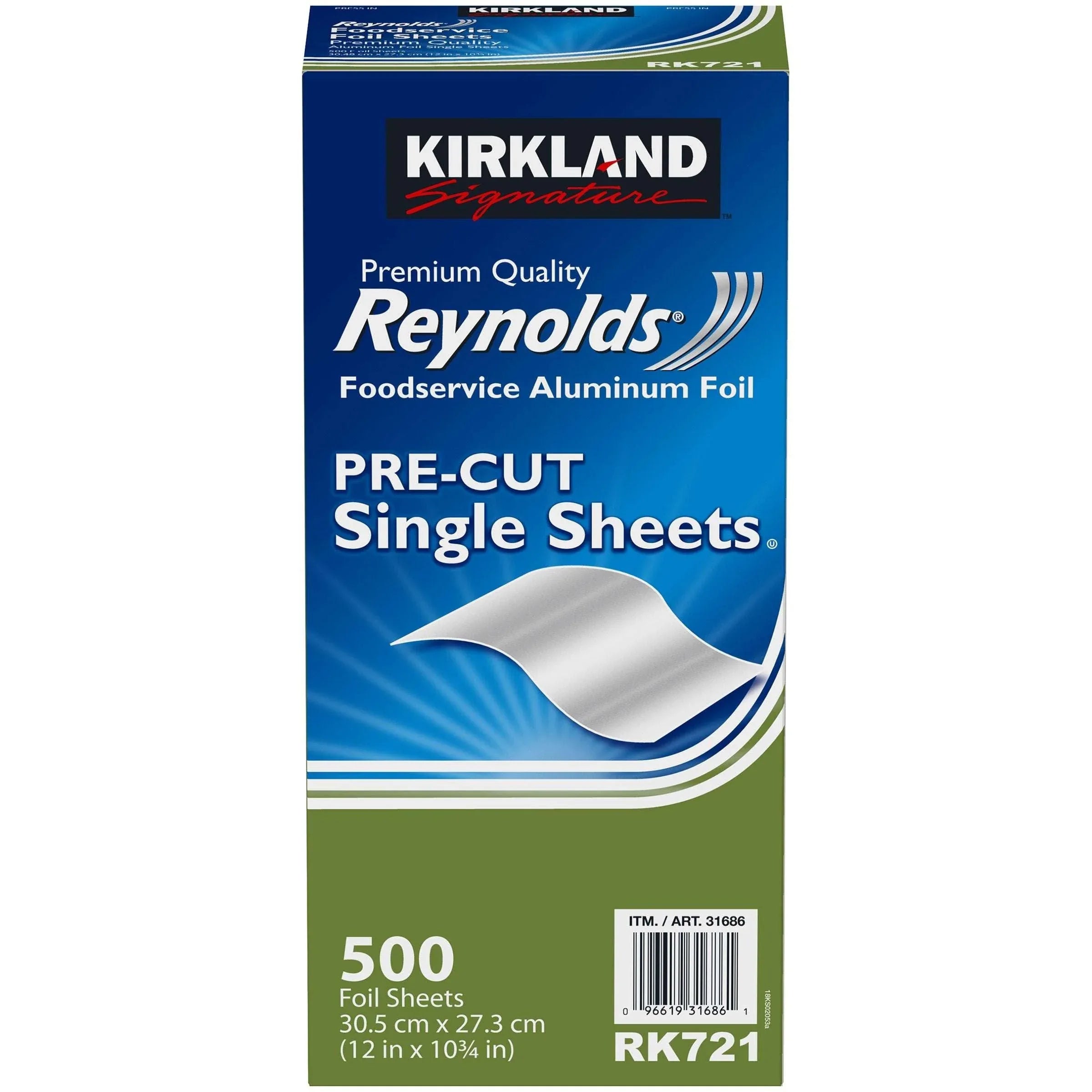 Kirkland Signature Reynolds Foodservice Aluminum Foil, Pre-Cut Single Sheets, 500-count - USA MEGA SHOP
