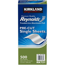 Kirkland Reynolds pre-cut single sheet aluminum foil box, 500 sheets