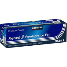 Rectangular foil packaging box with Reynolds and Kirkland branding, RK611