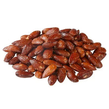 Bowl of roasted almonds with sea salt, brown almonds piled together