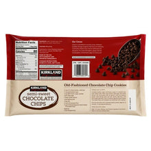 Semi-sweet chocolate chip bag with nutrition facts and cookie graphic