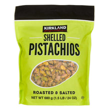 Kirkland Signature shelled pistachios bag, roasted and salted, 1.5 lb