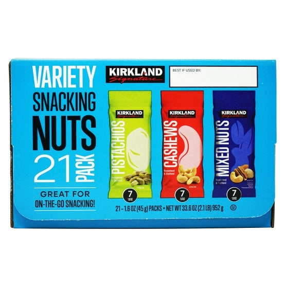 Kirkland Signature Snacking Nuts Variety Pack, 1.6 oz, 21-count